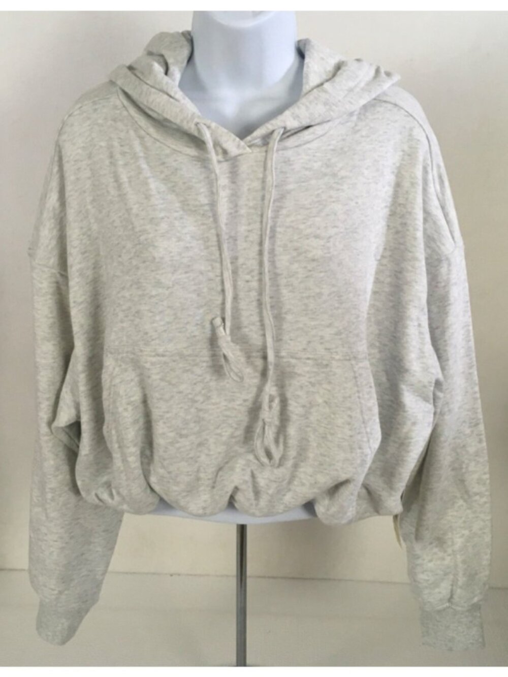 No Boundaries Bubble Hem Hoodie Size L 12-14 Light Gray Long Sleeves Pocket New